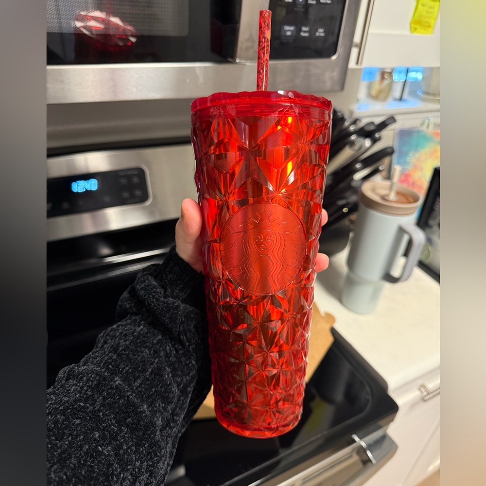 Starbucks Ruby Red Textured Tumbler with Straw
